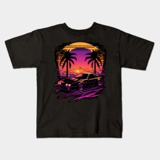 Retro Car in Synthwave Style Kids T-Shirt